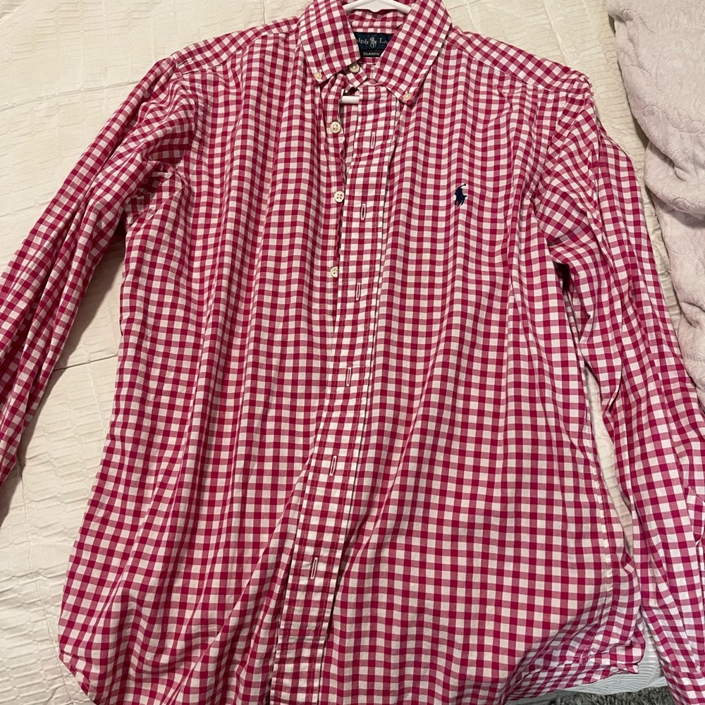 Mens Ralph Lauren Red Checkered Button Up.